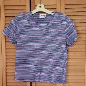99s Vintage 579 Striped V-Neck Top